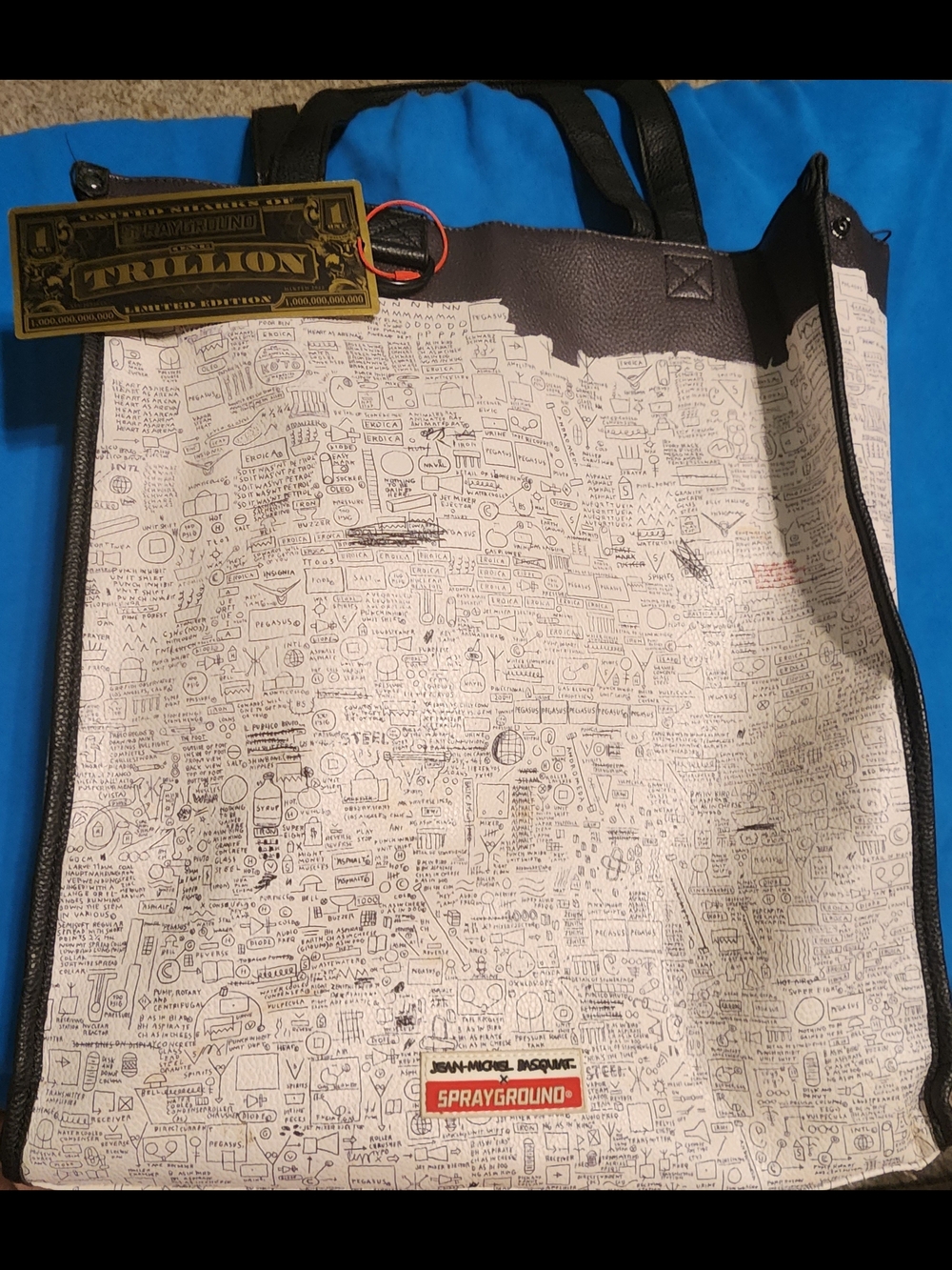 Sprayground White Doodle print Tote Bag